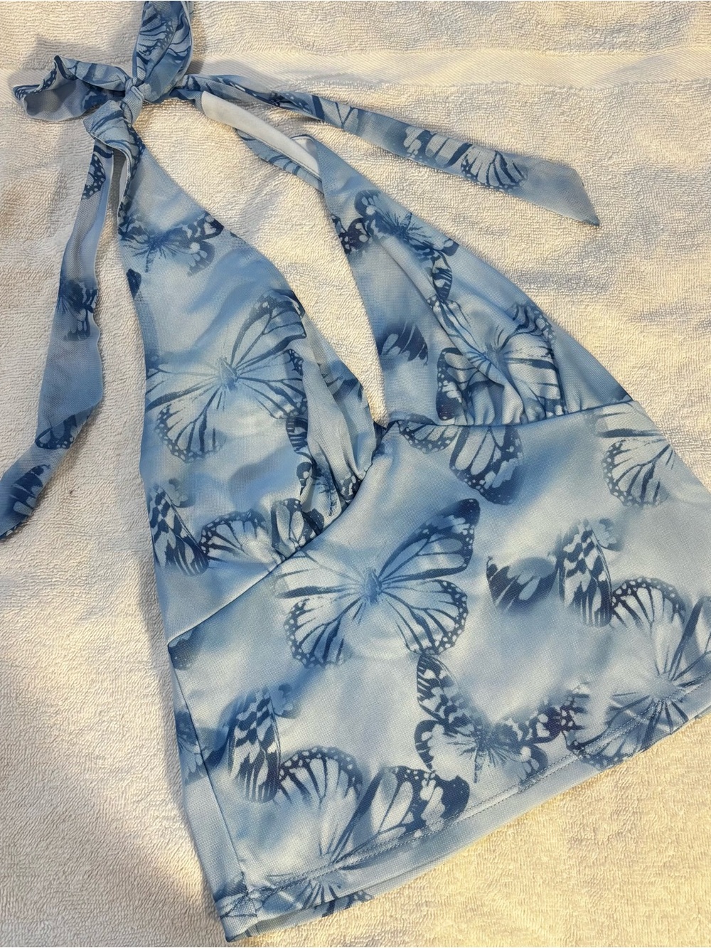 Madden Girl Light Blue Butterfly Halter Top